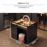 โต๊ะเครื่องแป้งสไตล์โมเดิร์นมินิมอลแบบสองด้าน พร้อมกระจกและตู้เก็บของอเนกประสงค์ เหมาะสำหรับห้องนอนแ