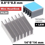 Mini Aluminum heatsink 8.8x5x8.8mm + IC Cooling Fin Glue