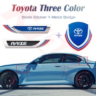 4-piece Set Toyota Raize 3 Colors 3D Metal Body Stickers Fenders Side Label Stickers Window Stickers