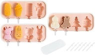 RErom Popsicles Molds 3 Pack, Mini Popsicle Molds for Kids Baby Cute Shapes Silicone Popsicle Molds BPA Free Reusable Ice Cream Mold Popsicle Maker Homemade DIY Set (Paw&amp;Cartoon&amp;Snowman)