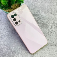 oppo reno 5 crystal glass case tempered hard cover tpu casing original - pink oppo reno 5 5g
