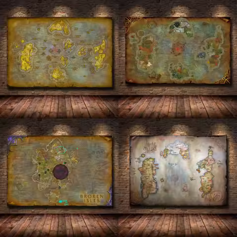 Classic Game Map World of Warcraft Canvas Painting Living Room Bedroom Decoration HD Print Painting 