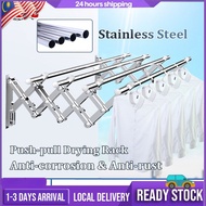 Stainless Steel Retractable Clothes Hanger ampaian baju Outdoor Wall Mounted 1M-2M Hanger Wall Mount