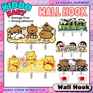 WALL HOOK Penyangkut Dinding acrylic capybara pooh panda shin chan adhesive damage free hanger home 