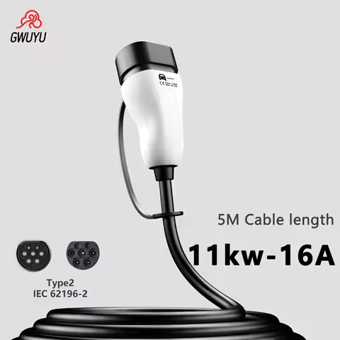 GWUYU Type 2 EV AC Charging Gun 7kW 11kW 22kW 5M Cable IEC62196-2 EU Standard Electric Vehicle Charg