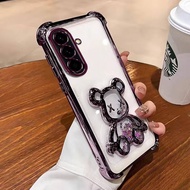 Express Delivery Clear Case With Bear Color Edge For Samsung A17 A16 A55 A36 A56 S24FE S25FE A02S A0