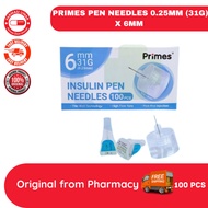 Primes Insulin Pen Needles 100Pcs ( 6mm 31G ) - Jarum Pen Insulin