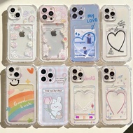 Cute Rabbit Heart Photo Card Wallet Phone Case For IPhone 17 Air 17 Pro Max I17 I17PRO I17AIR Casing