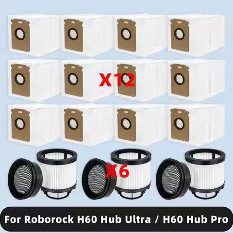 Compatible For ( Roborock H60 Hub Ultra / H60 Hub Pro ) Replacement Parts Accessories Dust Bag Filte