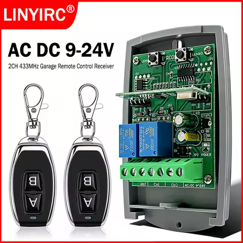 AC DC 9-24V 433MHz Universal Garage Door Remote Control Receiver Module Relay 433.92MHz Fixed Code R