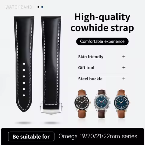 Soft ltalian Leather 19mm 20mm 21mm Watchband For Omega Strap Seamaster 300 AT150 Speedmaster DE VIL