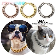 ITOMORO Pet Necklace, Chain Collar Adjustable Chain Dog Collar, Portable Cat Dog Gold Necklace Gold 