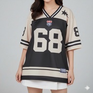 Unisex Jersey COMBI BLACK 68 Streetwear Oversize Number Premium