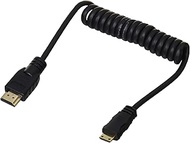 ATOMOS ATOMCAB008 Mini HDMI to Full HDMI Cable, Curled, 11.8 inches (30 cm), 17.7 inches (45 cm), Ex