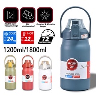 1200ml/1800ml Stainless Steel Vacuum Flask Thermos Sport Bottle Office School Use High Quality