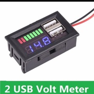 Display Volt Meter Indicator Level Battery Accu With 2 Usb Charger
