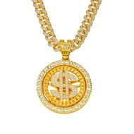 European American Fashion Alloy Cuban Dollar Rotating Pendant Necklace Unique Exaggerated Dollar Men