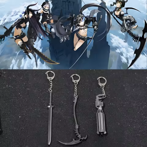 Game Black Rock Shooter Keychain Rock Cannon Death Scythe Tachi Virtual Twin Ponytail Girl Character