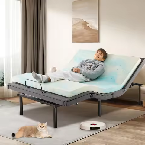 JHK Electric Queen Size Bed Ergonomic Adjustable Bed Frame with Wireless Remote Zero Gravity Bed wit