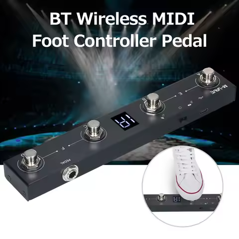 M-VAVE Chocolate BT Wireless MIDI Controller Recargeable 4 Buttons Portable MIDI Foot Controller Ped
