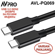 Avpro AVL-PQ069 Type-C to Type-C Cable USB 3.2 Gen2 20gbps 5A 100w II