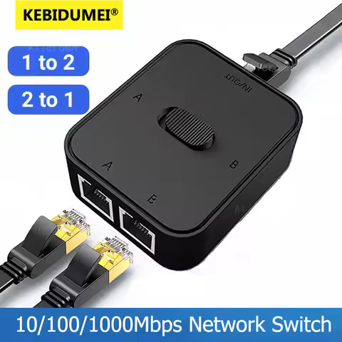 2 Port 1000Mbps Gigabit Network Switch 1 In 2 Out RJ45 Switch Network Adapter RJ45 Splitter Cable Ex