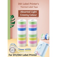 NiimBot D11/D61 Thermal Label Printer Plain Colour Transparent Label Sticker Tape Roll