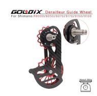 ไฟเบอร์คาร์บอนจักรยานเซรามิคด้านหลัง Derailleur17T รอกคู่มือล้อสำหรับ4600 4700 R5800 6700 6870 R6800