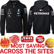 Super Premium: P3TR0N4S AMG Mercedes F1 Racing Team Mens Long Sleeve Full Zip Hoodie
