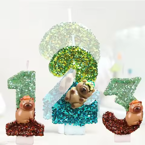 New Capybara Theme Number 0-9 Candles Cake Decorating Kids Birthday Party Decoration for Kids Baby S