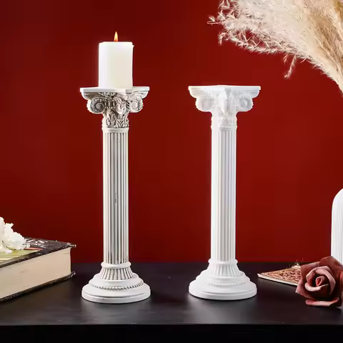 1PC, European retro Roman column-shaped decorative candlestick, central decorative item on the deskt