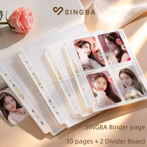SINGBA Binder Pages 32pcs Clear Matte Photocard Binder Sheets Sleeve Acid Free PP Loose-leaf Pages f