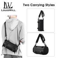 LouisWill กระเป๋าสะพายข้างสำหรับผู้ชายกระเป๋ากระเป๋าสลิงกันน้ำแฟชั่นกระเป๋าสะพายไหล่ทรงกระบอกกระเป๋า