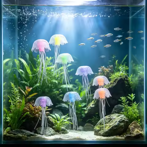 Simulated Jellyfish Aquarium Landscape Decoration, Mini Silicone Floating Aquarium Ornament Aquarium