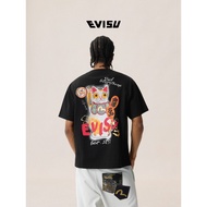 EVISN New Men's Hand drawn Fortune Cat Printed T-shirt 2ESHTM6TS1096RXCT