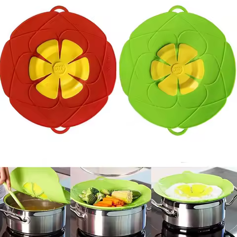 Silicone lid Spill Stopper Cover Pot Pan Cover Kitchen Accessories Flower Shape Cookware Cooking Too