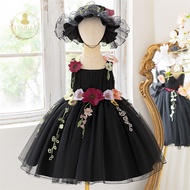 FSMKTZ Girls Dress with 3D Flower Party Birthday Costume Flower Girls Wedding Clothing L6058M