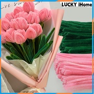 100Pcs Colorful Fuzzy Wire Pipe Cleaner Craft Flower Chenille Twist Wire Stem Handmade DIY Bouquet