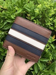 Coach wallet 男款間紋短銀包