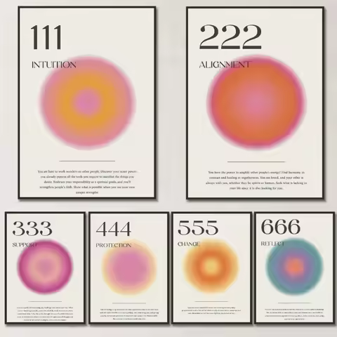 Vintage Aura Angel Number 666 999 Energy Spiritual Zen Art Poster Canvas Painting Wall Prints Pictur
