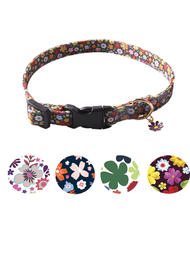 1 pieza Producto para mascotas Collar para gato y perro con hebilla de plástico e impresión floral y accesorios florales