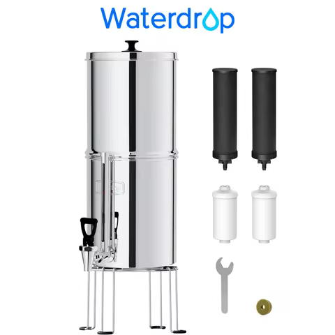Waterdrop TK-FS Gravity Water Filter System, NSF/ANSI 42&372 Standard, Stainless-Steel Water System 
