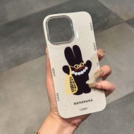 case for iphone 11 12 13 14 15 16 Pro Max Plus Series Black rabbit pattern transparent Glitter tpu p