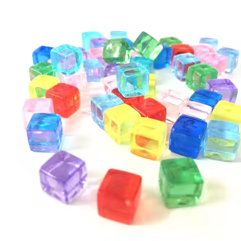 50Pcs/Set 25colors 8mm cube Clear Solid Transparent Square Colorful Crystal Dice Chess Piece Right A