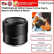 TTArtisan AF APS-C 23mm f1.8 Prime Lens for X E and Z Mount Camera Lightweight Lens