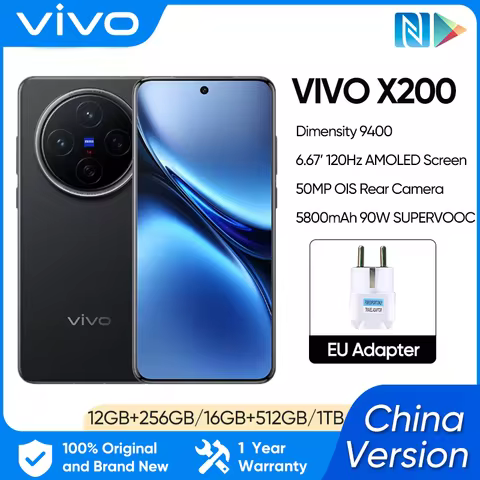 China Version VIVO X200 Mobile Phone 6.67" AMOLED 120HZ Screen 50.0MP Camera 5800mAh 90W Charger Dim