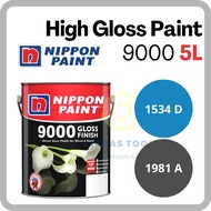 [Nippon Paint] 9000 High Gloss Paint 5 Liter (1534 1981)/ Gloss Finish / Highgloss Cat Minyak Grill Wood Kayu Besi Pintu