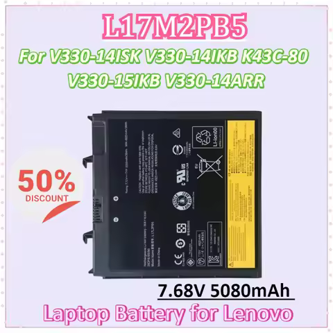 L17M2PB5 L17L2PB5 7.68V 5080mAh 39Wh DVD Ultrabay Laptop Battery for Lenovo V330-14ISK V330-14IKB V3