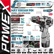 Powex MX-KP16.8VG2 cordless drill, with 48 accessories - torque 60N.m, Brushless Motor, 3 functions,