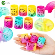 12pcs Mini Rainbow Magic Spring Circles Toys - Children Birthday Party Favors - Smiley Emoji Design 